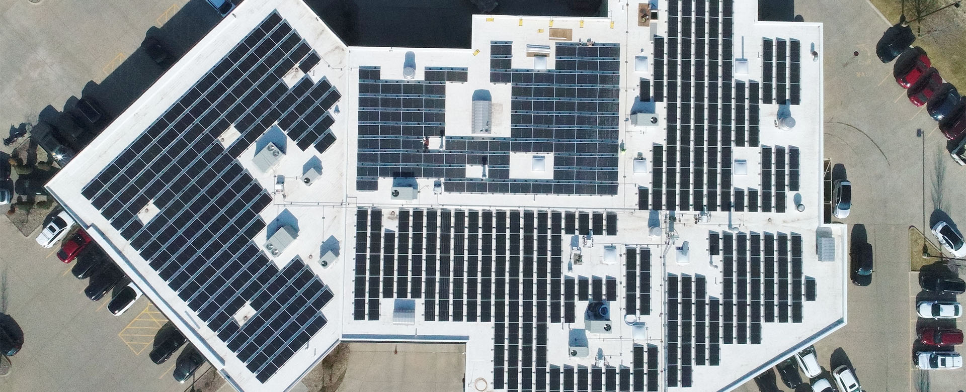 solar panels on the roof of Green Family Hyundai